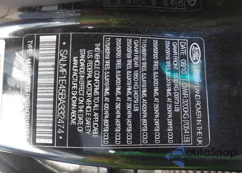 2011 Land Rover Range Rover Supercharged from USA, damaged, VIN SALMF1E45BA332474